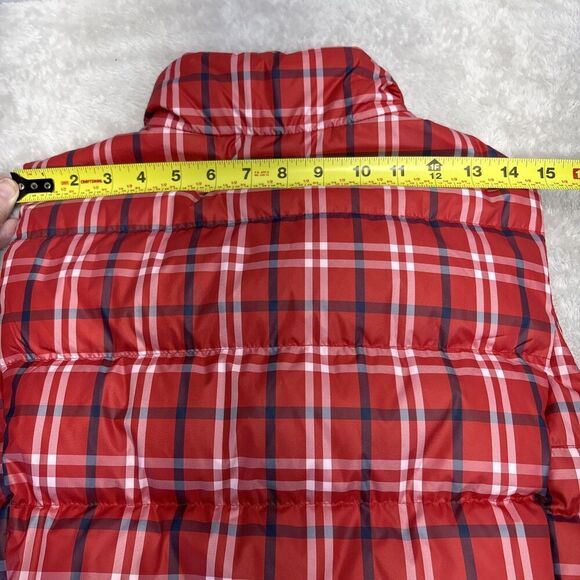 Lands End Women's LT Red Buffalo Plaid Quilted Down Puffer Vest Sleeveless Zip - Picture 12 of 12